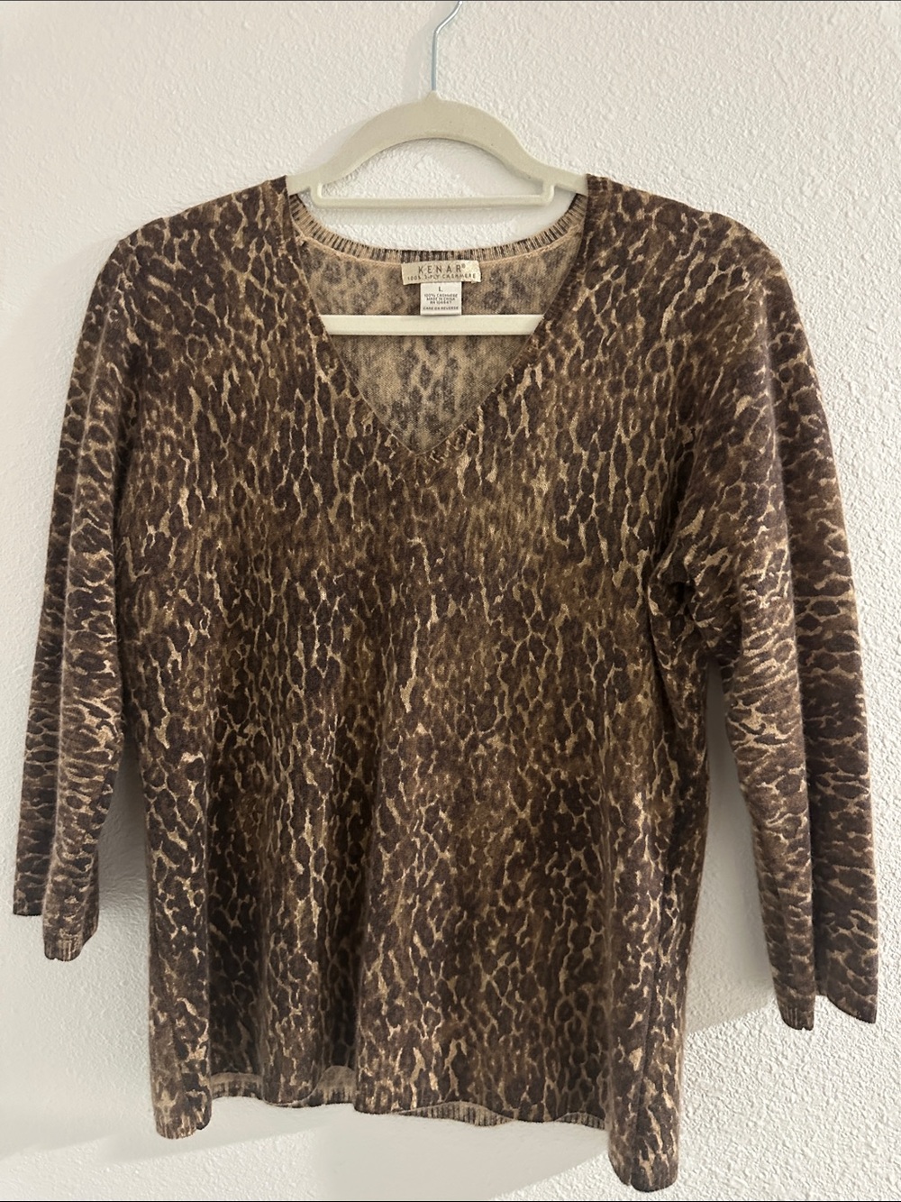 Kenar Brown Leopard Print V-Neck Sweater